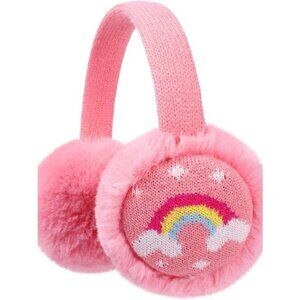 ⚡Kids Pink Knitted Rainbow Winter Outdoor Plush Adjustable Warm Ear Muffs